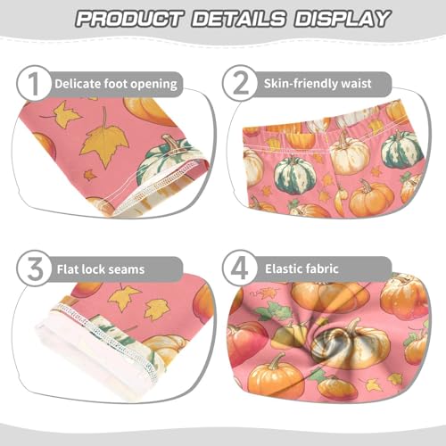 Girls Leggings Autumn Pumpkins Pink Kids Length Leggings Pants Toddler Athletic Soft Tights Trousers 4T3