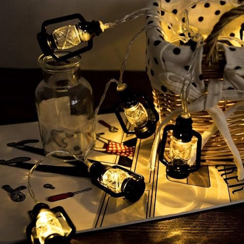Image of Xenith 14 LED Black Lantern Shape Decorative LED Fairy String Starry Lights for Home Kitchen Festival Diwali Christmas Bedroom Indoor Outdoor Plug-in (Warm White, 3.5 Meter)