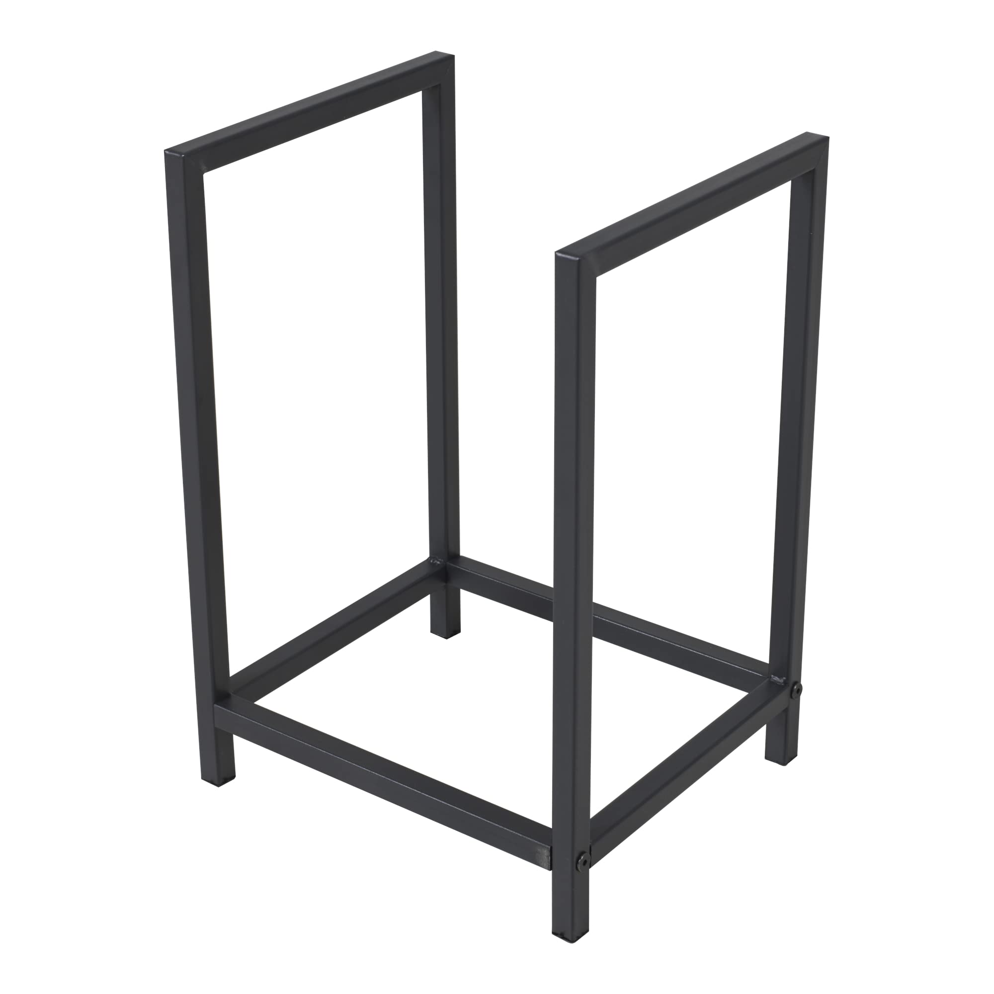 [en.casa] Range-Bûches pour Usage Intérieur Extérieur Porte-Bûches Design Support Rangement Bois de Chauffage Acier Laqué 40 x 30 x 50 cm Noir