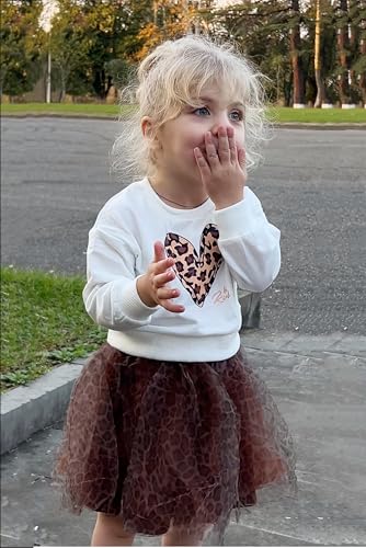 Image of Arshiner Toddler Girl Clothes Long Sleeve Pullover Sweatshirt and Tutu Skirt 2 Piece Outfits Kids Clothing Set Party Dress