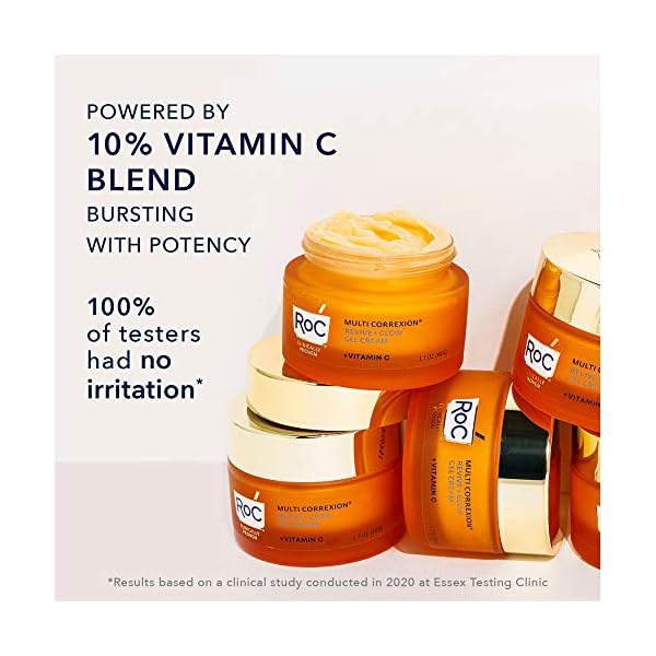 RoC Multi Correxion Revive + Glow 10% Vitamin C Blend Face Moisturizer, Anti-Aging Gel Cream for Instant Glow, Hypo-Allegenic & Oil-Free Skin Care, 1.7 Ounces (Packaging May Vary)