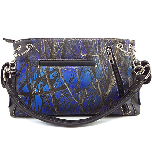 Justin West Camouflage Tree Branches Bling Rhinestone Cross Wings Handbag Purse Messenger Bags and Wallets (Blue Cross Handbag and Wallet)3