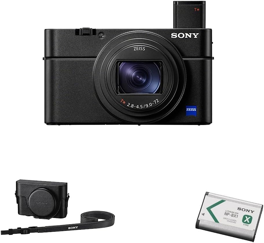Sony RX100 VII Premium Compact Camera with 1.0-Type Stacked CMOS Sensor & Premium Jacket Case (LCJRXK/B), Black, Small & NP-BX1/M8 Lithium-Ion X Type Battery (Silver)
