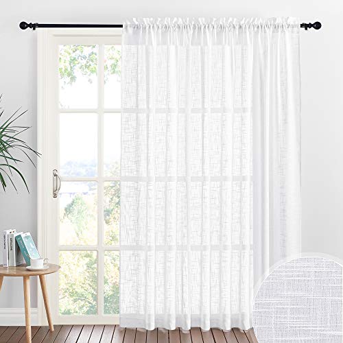Ryb home extra wide linen sheer curtains thick white window curta…