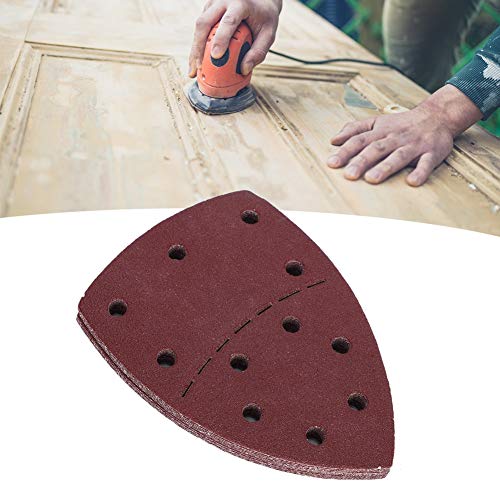 ZJchao 60 Hojas de Papel de Lija de 140 X 140 X 100 Mm con 11 Agujeros, Papel Abrasivo para Lijadora de Palma para Carpintería y Pulido (malla 80)