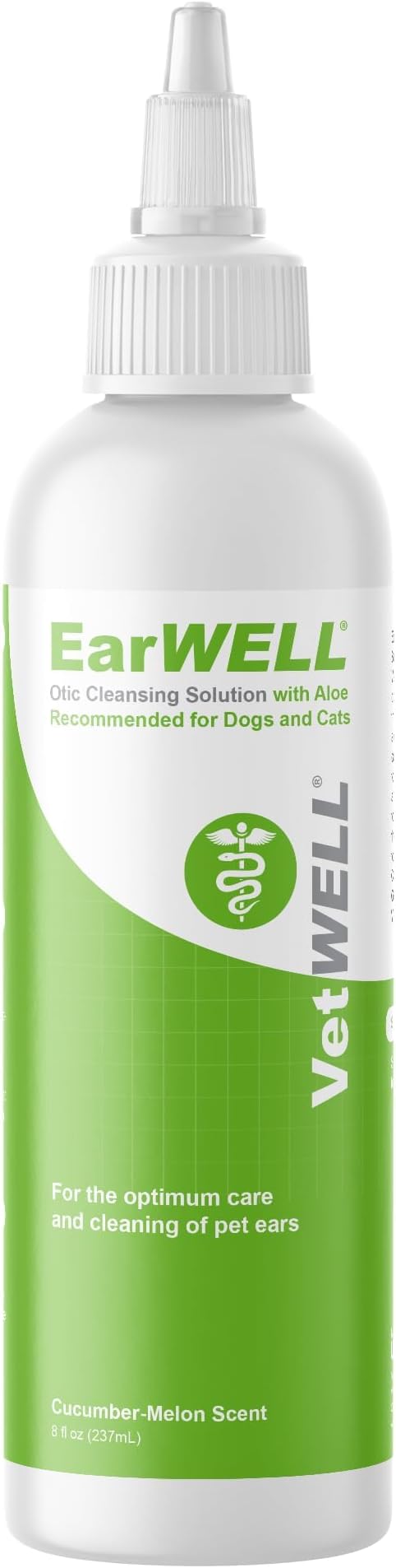 VetWELL Ear Cleaner for Dogs and Cats - Otic Rinse for Infections and Controlling Ear Infections and Odor in Pets - 8 oz (Cucumber Melon)