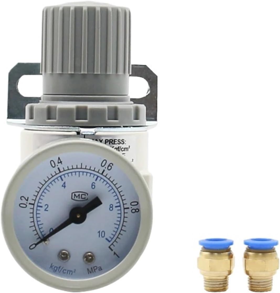 AR2000 1/4 inch air Pressure Regulator Control Compressor Pump Gas Conditioning Treatment Device with Pressure Gauge Adjustable(AR2000-PC 4mm)