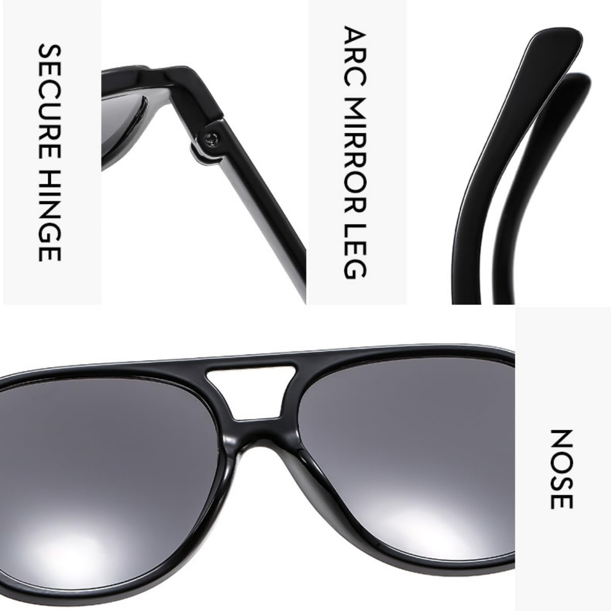 Vintage Piloten-Sonnenbrille für Frauen und Männer, 70er Jahre Gläser, übergroße gelbe Gläser, Retro-Stil