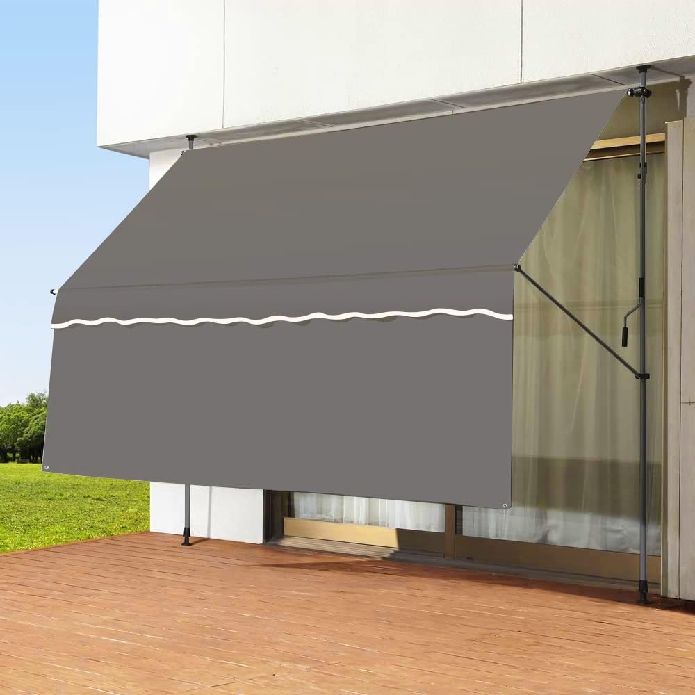 Toldo retráctil ajustable exterior sin tornillos para patio y balcón pequeño