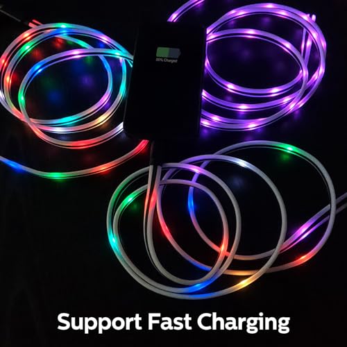 Image of LED iPhone Charger [Apple MFi Certified] Color Changing Light up iPhone Charger Cord, Lighted Up LED Charger Cable Glowing Charging Cord with 17 Lighting Modes for iPhone 14 Pro Max13 /12 /11 Pro (3ft)