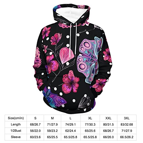 Hoodie Fleurs Papillons Imprimé UMENG - Sweat Pull Capuche Doux S - 2