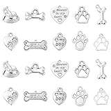 LiQunSweet 20 Pcs 10-Shape Vintage Dog Theme Set Alloy Metal Puppy Cat Pet Charms Kits Assorted Lot for Jewelry Making DIY Craft