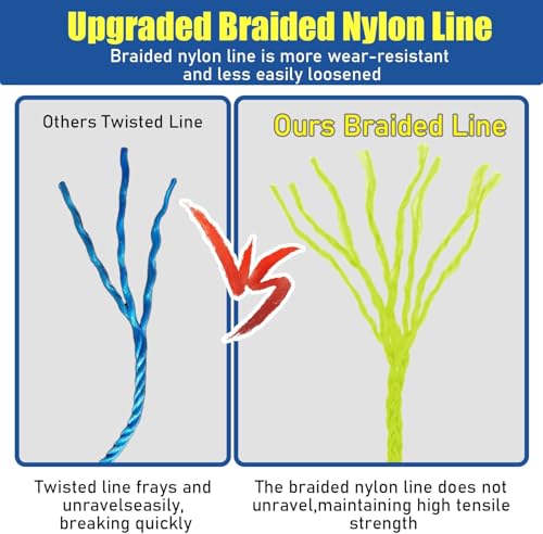 LURKA Mason Line String,#18 540 Feet 8 Braided Construction Nylon Line with Spool Fluorescent Orange String Line for Precision Work, DIY, and Gardening Projects (2 PCS Yellow Fluorescent) - Thumbnail 3