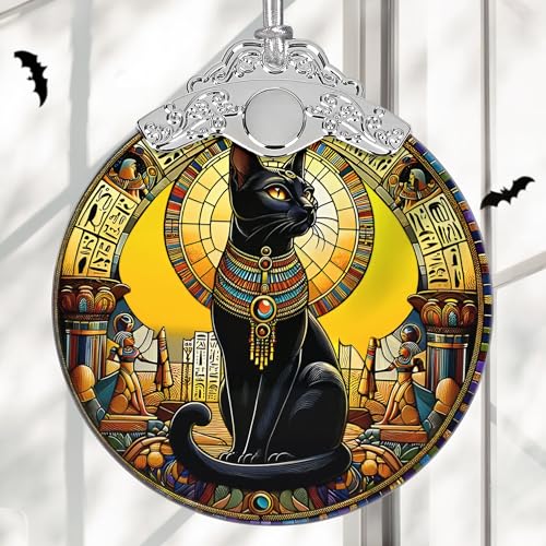 Christmas Ornament, Stained Glass Ornament, Christmas Decorations for Tree, Holiday Ornament, Unique Gift Idea - Exotic Black Cat