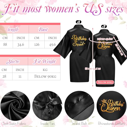 Image of Coume 48 Pcs Women Birthday Robe Birthday Queen Squad Robe Sunglasses Scrunchie Headbands Comb Bag for Spa Party