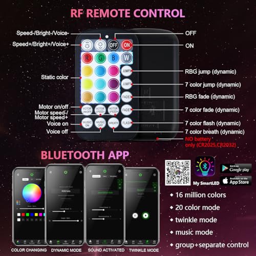 Image of 16W Car Home Starlight Headliner Kit, Twinkle & Sound Activate RGBW Fiber Optic Lights with APP & Remote Control, Star Lights for Ceiling Decoration, 500 pcs 9.8ft