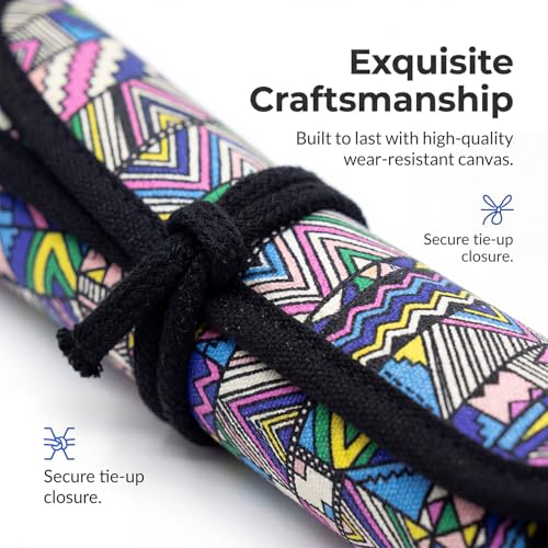 Image of 2 Pack Art Paint Brush Holder, Deluxe Bohemian Style Storage Organizer Roll-Up Case Bag with 20 Slot Pockets, Protects Artist Acrylic Oil Watercolor Paintbrushes(Bohemian)