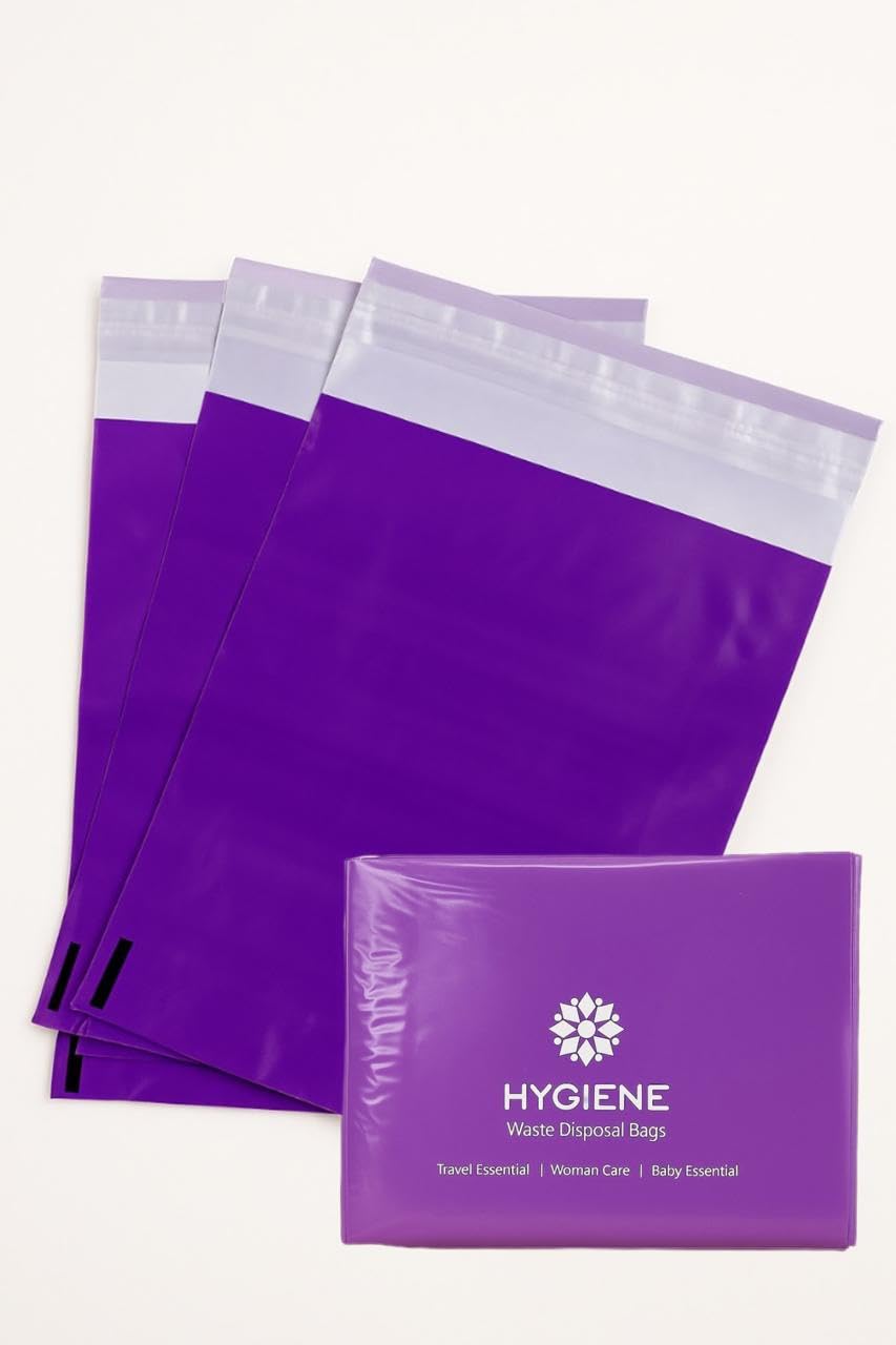 HYGIENE Leakproof Sanitary Disposal Bags Pack of 4 (25 Bags Per Pack, Total 100 Bags) for Used Sanitary Pads, Baby Diapers, Panty Liner, Tampons, Condoms (Pink & White, Small 5"x10")-image-16