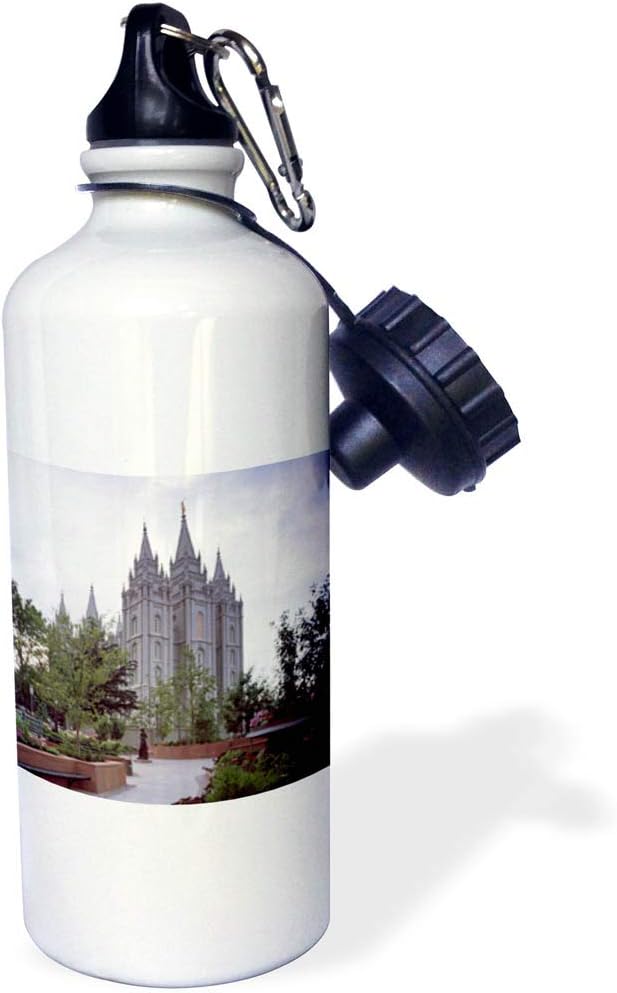 3dRose "Salt Lake Temple of The Church of Jesus Christ of Latter-day Saints" Sports Water Bottle, 21 oz, White