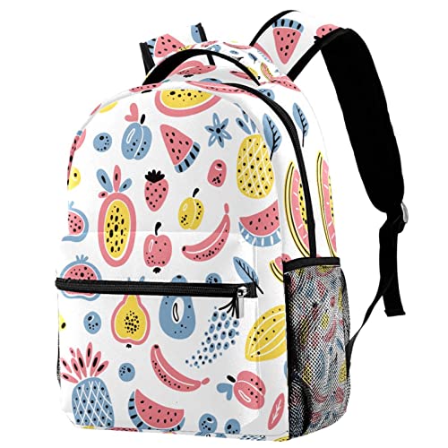 Mochila escolar universitaria y juvenil con estampado de frutas para portátil y viaje