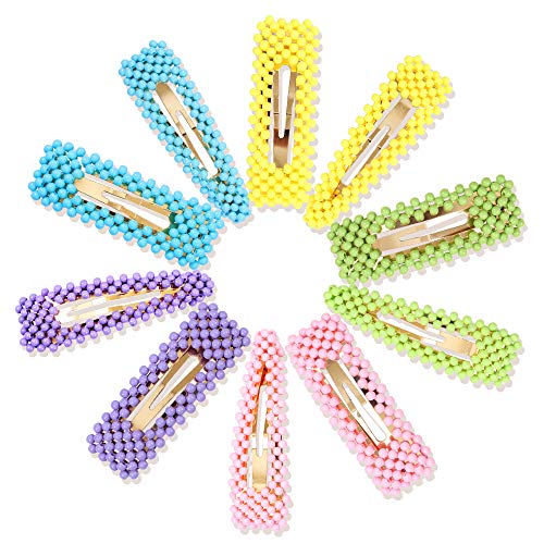Rhinestone Hair Clips for Women and Ladies Shining Crystal Snap Clips Different Color Rhinestone Hair Pins Pearl Hair Barrettes for Party Wedding Daily Hair Decorative (Style F)