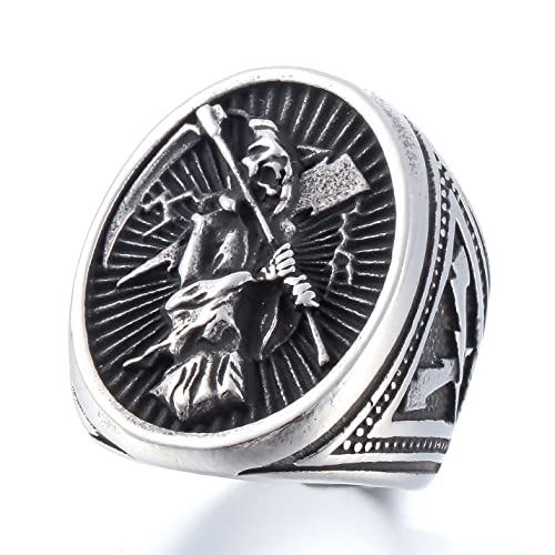 Image of Death Skull Ring for Men Stainless Steel Jewelry Biker Rings Scary Death Ring Skull for Gifts