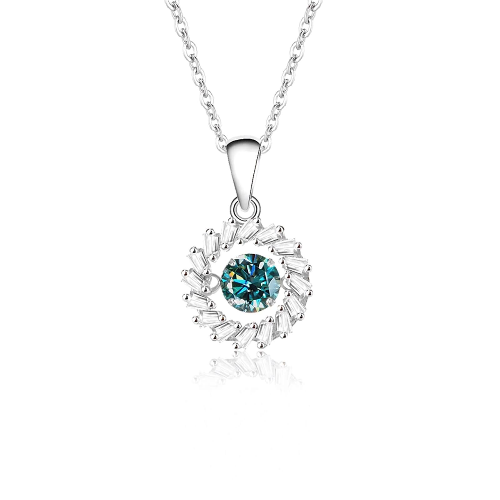9Kt/14Kt Białe Złoto Naszyjniki z wisiorkiem/18Kt Kobieta, 0,5ct Moissanite Hollow Circle, Srebrny Naszyjnik
