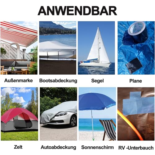 KAIHENG Markisen-Reparaturband, wasserdicht, strapazierfähig, Outdoor-Reparaturband für Planen, Segeltuch, Zelt, Bootsabdeckungen, Vordach, Segelband, Zelt-Reparaturset, UV-beständig und, 8cm × 6m