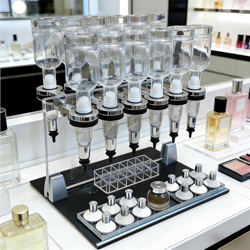 Manual Perfume Dispenser Kit - 12-Head Liquid Filling Machine with Pumps & Bottles - Desktop Perfume Dispenser Set for Effortless Liquid Filling & DIY Perfume Making