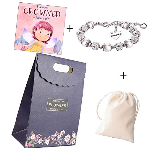 Flower Girl Bracelet Wedding Party Charm Heart Pendant Rhinestone Crystal Balls Faux Pearls Gift Jewelry #TOP2