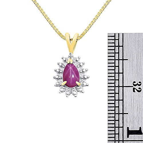 RYLOS Matching Jewelry For Women 14K Yellow Gold Diamond & Star Ruby Matching Earrings, Pendant Necklace and Ring Set - with 18" Chain 6X4MM Jewelry For Women Womens Jewelry Gold Jewelry - Afbeelding 6