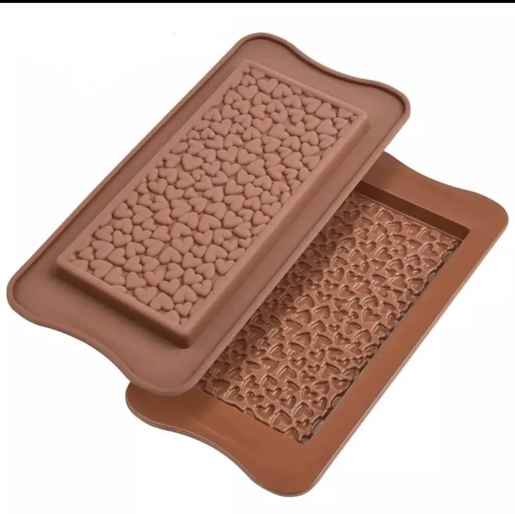 The Bakers Hub Silicon Chocolate Mould for Moulding Chocolates in Multi Shapes and Designs (Heart Bar)