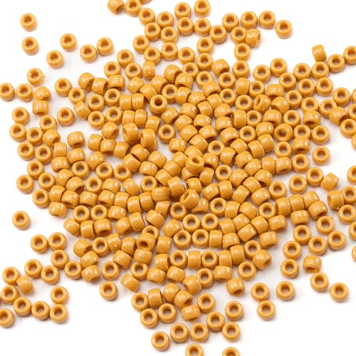 Image of Gxueshan 1000 Pcs Acrylic Bright Yellow Pony Beads 6x9mm Bulk for Bracelet Necklace Jewelry Making Earring Hair Braiding