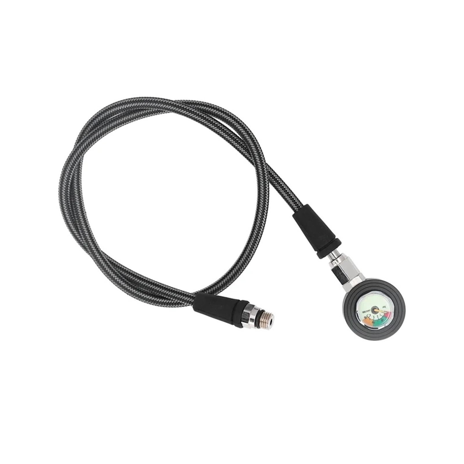 Genérico Manómetro de Buceo, manómetro Sumergible Luminoso con Manguera de Alta presión for regulador BCD(Black 80cm)