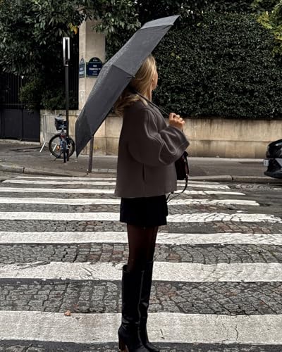 CHARTOU Womens Cropped Peacoat Winter Thick Wool Blend Coat One Button Lined Short Jacket Fall Outfits3