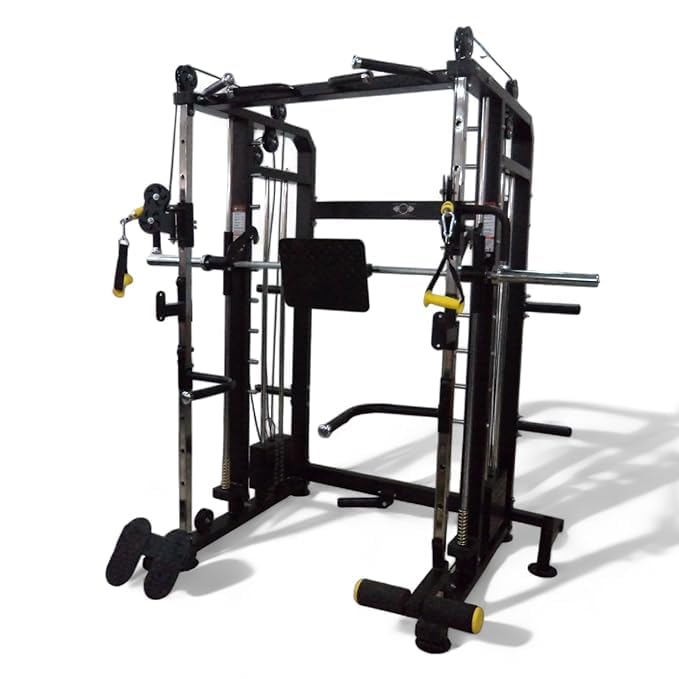 Image of GYM24 EQUIPMENTS Sonata Functional Trainer with Smith Machine & Power Cage | 160 Kg PVC Weight Stack (80 Kg Each Side) | Commercial 12 Gauge Steel Multi Gym Equipment for Home & Gym | Whole Black