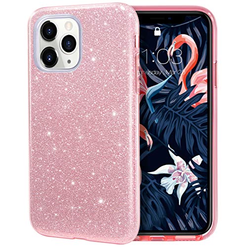 MILPROX iPhone 11 Pro Max Case, Bling Sparkly Glitter Luxury Shiny Sparker Shell, Protective 3 Layer Hybrid Anti-Slick Slim Soft Cover for iPhone 11 Pro Max 6.5 inch (2019)-Pink
