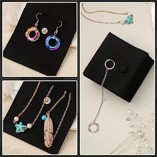 Bolsa de joyería de microfibra de lujo con divisor para proteger collares elegantes, 8x8cm 6