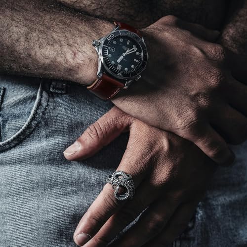 Image of hemsut h Leather Watch Bands for Men, Horween Quick Release Leather Watch Strap Vintage Watch Replacement Wrap of 18mm, 20mm, 22mm