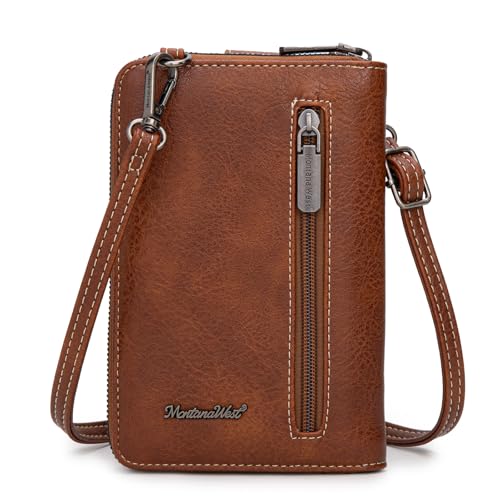 Image of Montana West Western Crossbody Phone Wallet for Women RFID Blocking Wallet Purse with Cash Slots & Zipper Pocket