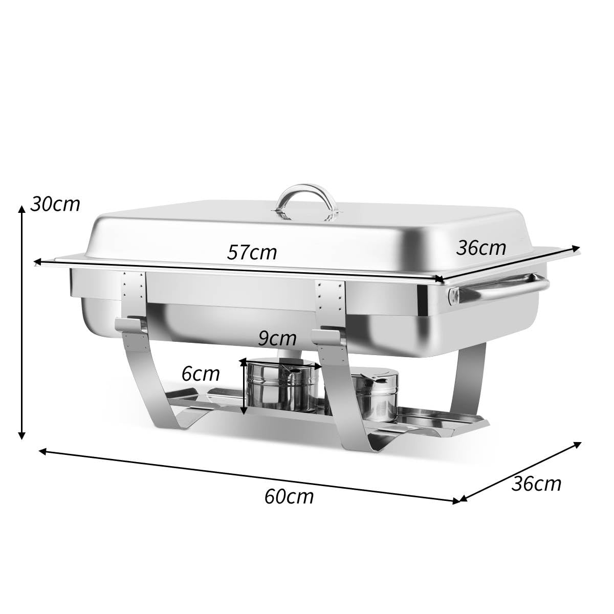 9L Acciaio Inox Rettangolari Catering Server, Chafing Dish Buffet Chafer Set in Acciaio Inox contelaio, Anti Scaldabagno Buffet Scaldabagno Scaldabagni, per Party, Feste, Matrimoni, Banchetti