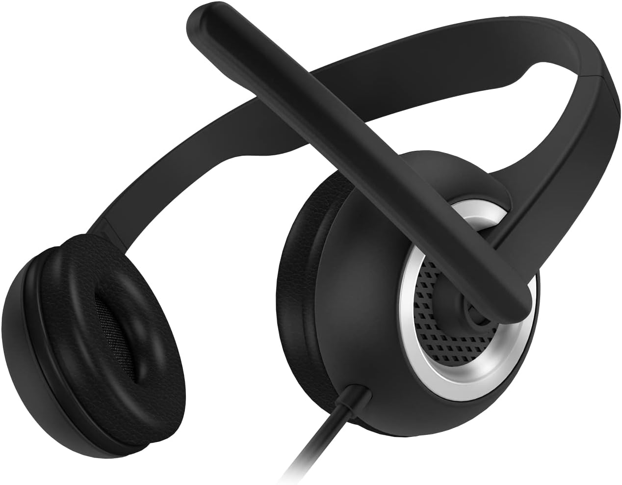 Connect It Home & Office - USB Headphones with Microphone Foldable and Noise Cancelling I Office Cable Headset PC for Business I Black - Image 4
