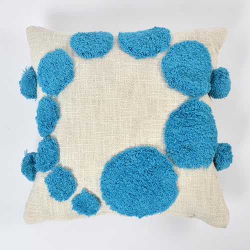 Image of Furnistitchs Premium Decorative Throw Cushion Pillow Cover Boho Home Decor - Living Room Bedroom Couch Sofa Cushion Covers 16 inch x 16 inch (2, Dark Blue Circles)