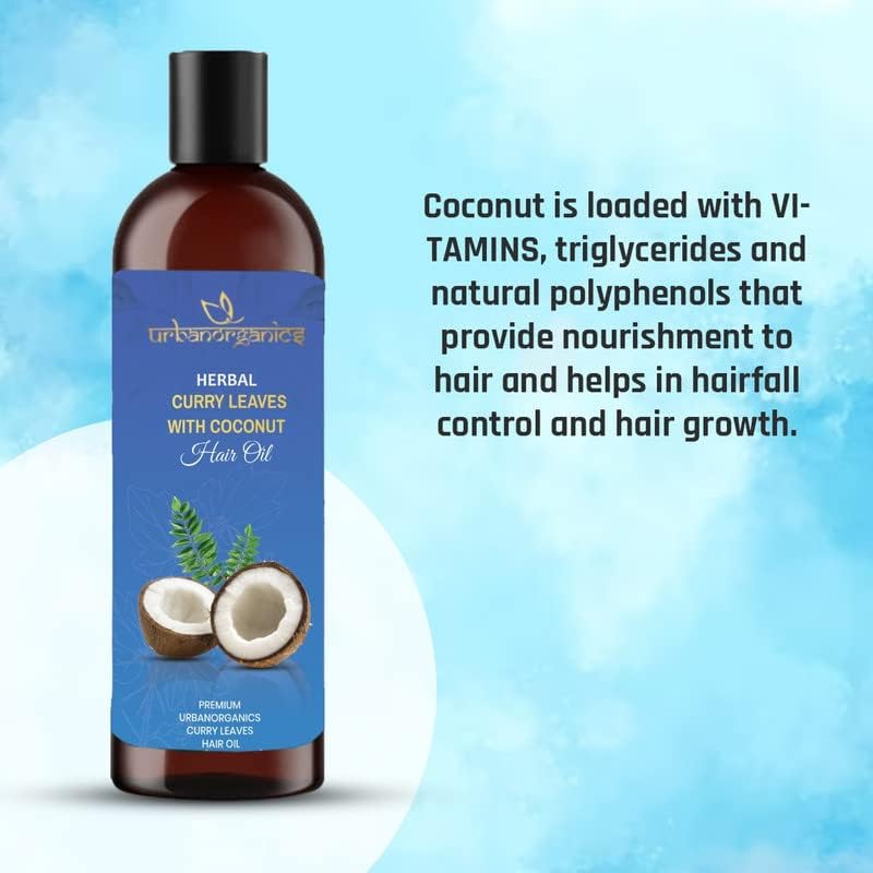 Urbanorganics Herbal Curry Leaves with Coconut Hair Oil, Premium Hair Care