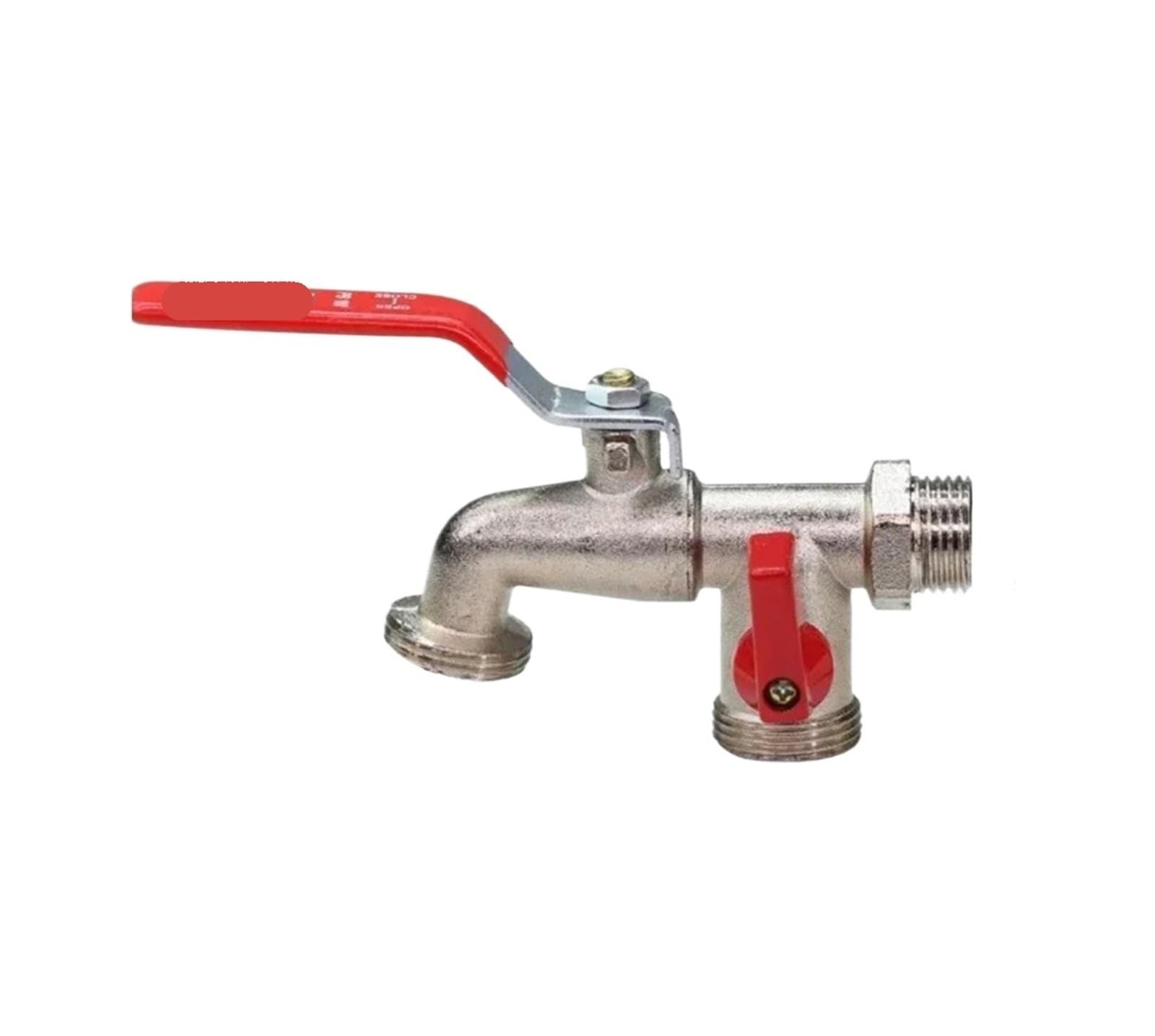 Outside Tap Industrial and Home Irrigation Zinc Alloy Garden Bibcocks 1 Inlet 2 Outlet Bibcock with Dual Nipple and Outdoor Balcony Faucet(Color-06)