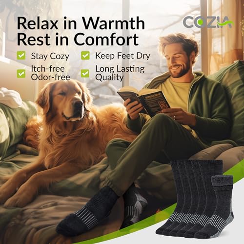 COZIA Merino Wool Socks Casual Warm Socks for Winter Cozy Boot Socks for Men & Women Black ML by COZIA - Used condition - Image 5