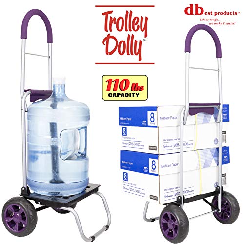 Dbest Products Trolley Dolly Purple Foldable Shopping Cart For Groceries With Wheels And Removable Bag And Rolling Personal Handtruck Standard, 1 Unit #TOP3