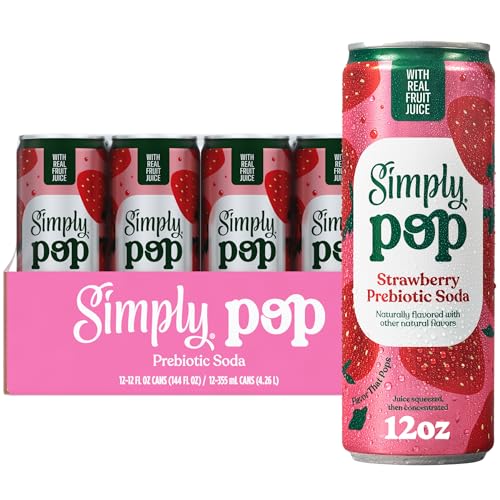 Simply POP Prebiotic Soda Strawberry Cans, 12 fl oz, 12 Pack