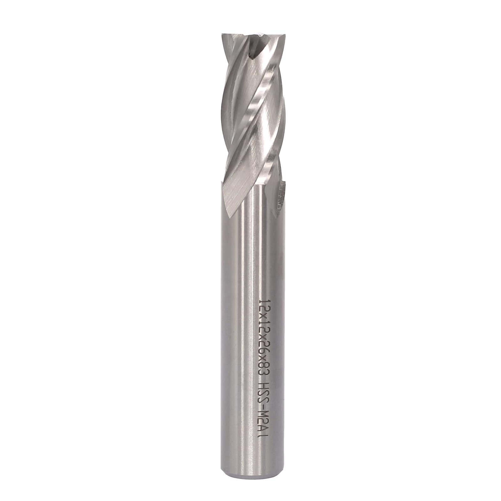 Fraise à Queue CNC 12 mm de Diamètre de Tige, 4 Flûtes, Hélicoïdale HSS pour Aluminium, Bois