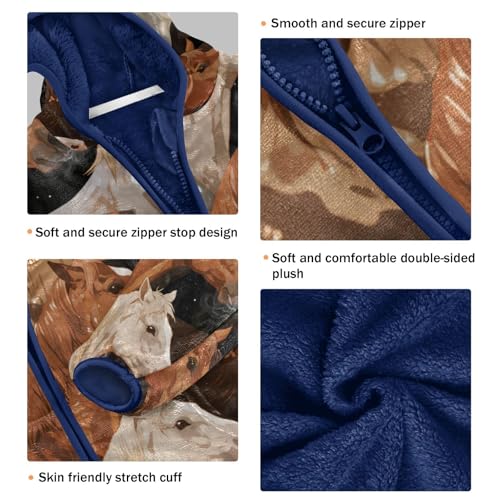 Horses Various Toddler Fleece Jacket Girl Boys Hooded Fleece Jacket Coat Warm Outwear Zip-up 3-10T3